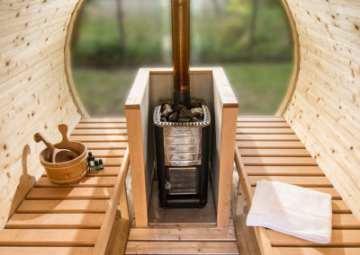 .Sauna barrel 3 m Length Inside with full glass back wall Viking1