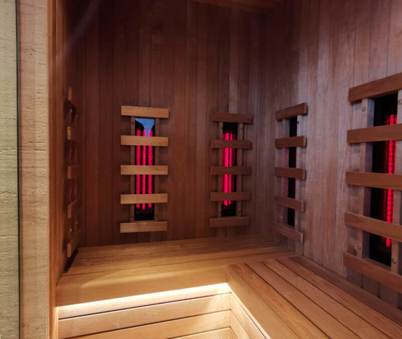 Combined cabin with infrared sauna and shower