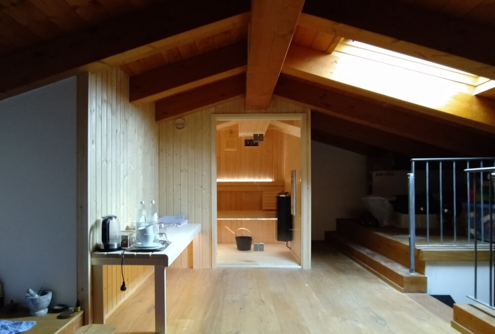 Tailor made sauna under roof